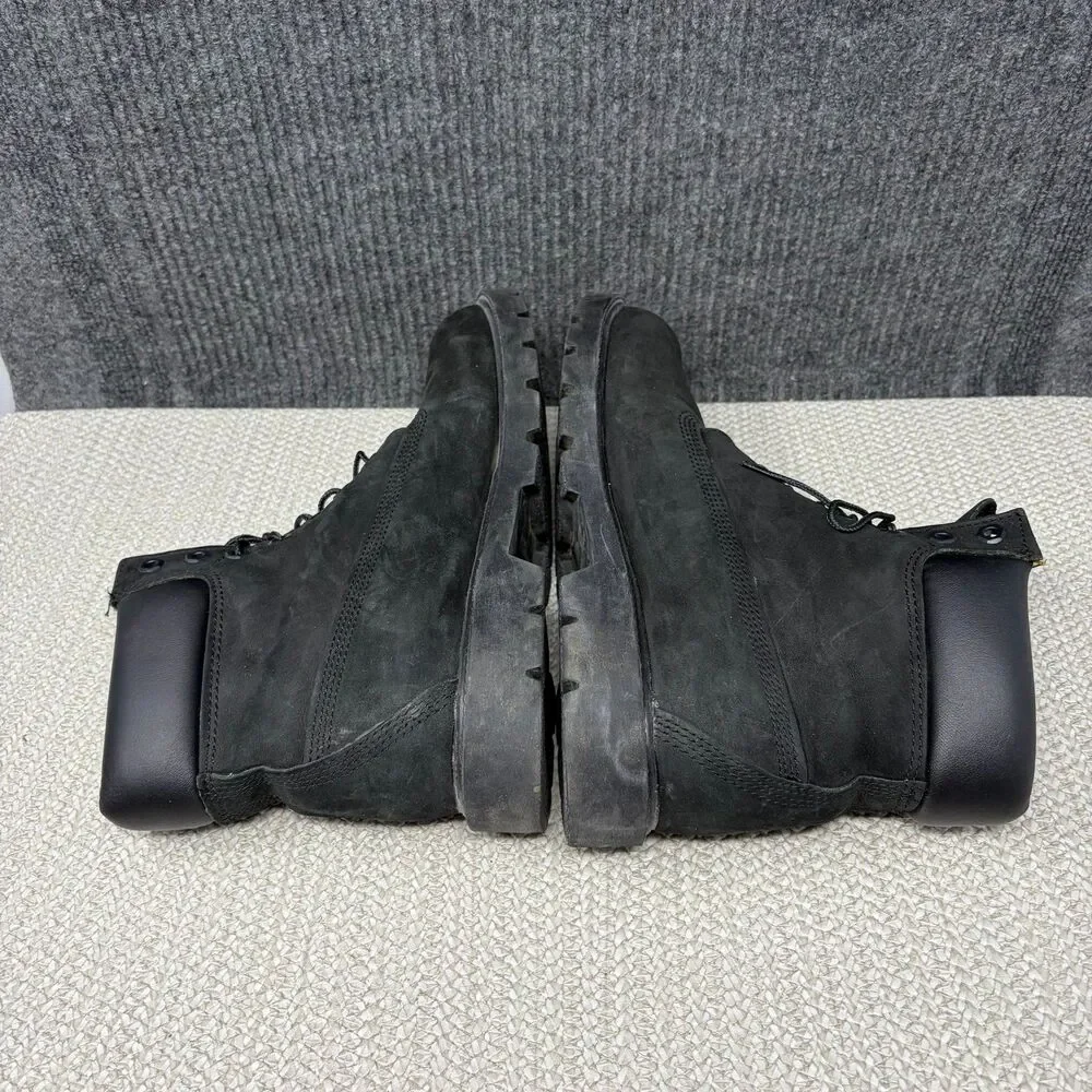 Timberland Premium 6” Waterproof Boots Black Nubuck Leather Mens 9 WIDE